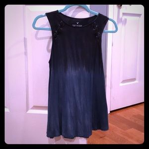 A navy and light blue tank top